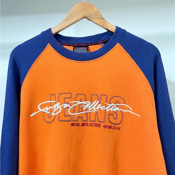 FUBU JEANS 1992 AUTHENTIC ORANGE & BLUE SWEATSHIRT FOR MEN’S & WOMEN’S. - Picture 2 of 8